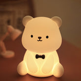 Veilleuse LED en silicone souple en forme d'ours en peluche - Cadeau idéal pour les enfants et les filles